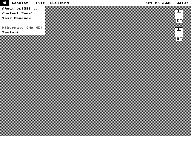 The same System menu on a machine with no hard disk. The Hibernate item is greyed out and reads Hibernate, No HD, in brackets.